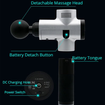 Portable Deep Tissue Massage Gun - Quiet, Powerful, and Customizable - PUSCAS POWER GYM EQUIPMENT