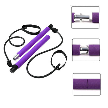 Portable Fitness Yoga Pilates Bar with Resistance Bands - Full Body Workout Solution - PUSCAS POWER GYM EQUIPMENT