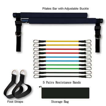 Portable Fitness Yoga Pilates Bar with Resistance Bands - Full Body Workout Solution - PUSCAS POWER GYM EQUIPMENT